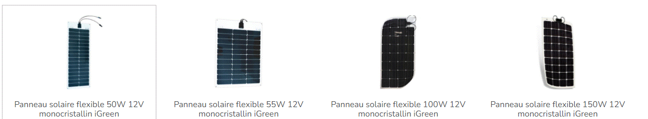 Différents modèles de panneaux solaires flexibles