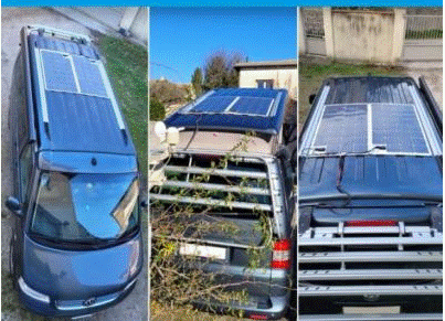 Un panneau solaire souple sur le toit d’un véhicule