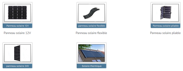 Divers types de panneaux solaires